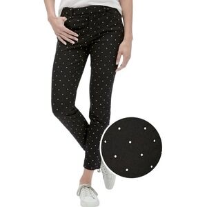 NEW Gap Signature Skinny Ankle Pants‎ Size 6 Mid Rise Stretch Black Polka Dot